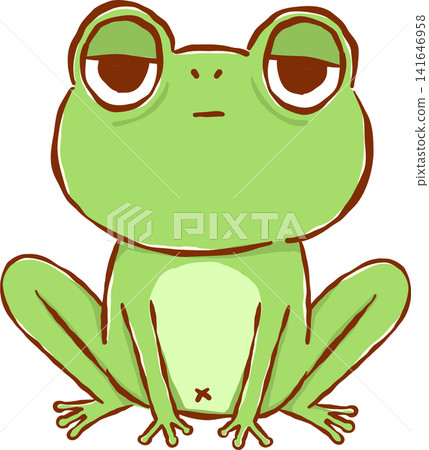 Tried Frog Deadpan Sleepy Face Cartoon Hand Drawn Tried Frog Deadpan Sleepy Face Cartoon Hand Drawn 141646958