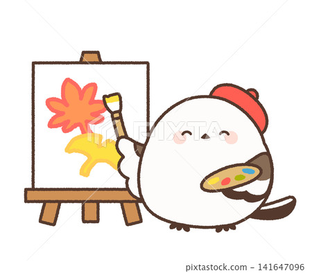 長尾山雀描繪秋葉 長尾山雀描繪秋葉 141647096