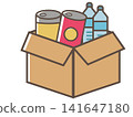 救援物資示意圖。食品和飲料。向量圖。 141647180