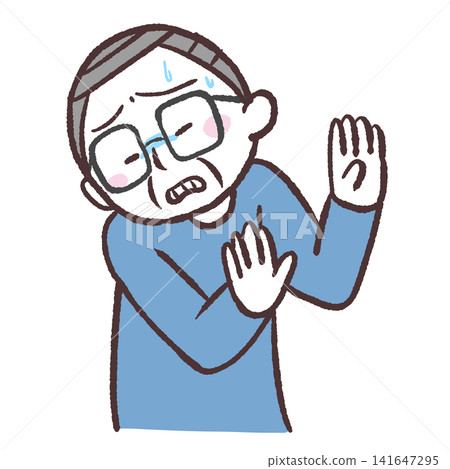 Illustration of a reluctant senior man Illustration of a reluctant senior man 141647295