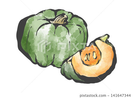 Hand-drawn brushstroke style illustration of a pumpkin Hand-drawn brushstroke style illustration of a pumpkin 141647344