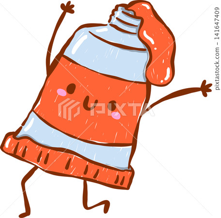 Back to School Supply Paint Tube Red Cartoon Character Hand Drawn Back to School Supply Paint Tube Red Cartoon Character Hand Drawn 141647409