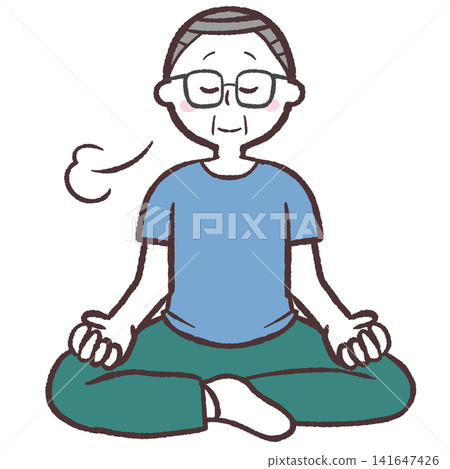 一位老年男子冥想的插圖 一位老年男子冥想的插圖 141647426