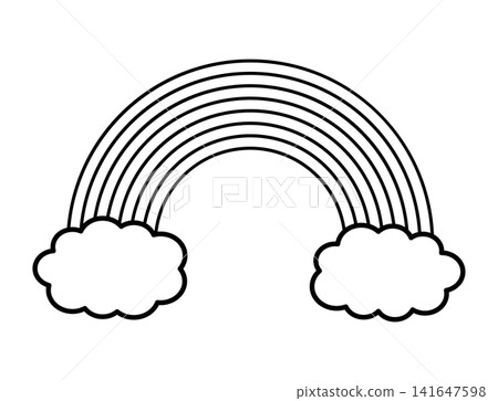 簡單的黑色線條雲朵和彩虹天氣圖標 簡單的黑色線條雲朵和彩虹天氣圖標 141647598