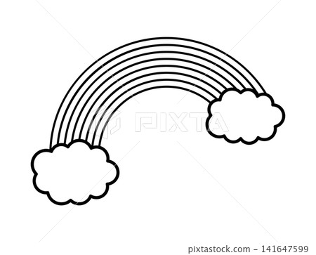 Simple black line clouds and rainbow weather icon Simple black line clouds and rainbow weather icon 141647599