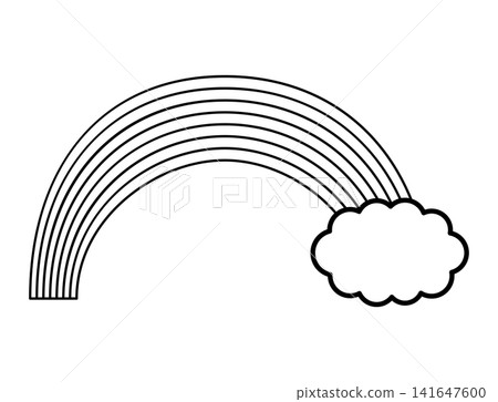 簡單的黑色線條雲朵和彩虹天氣圖標 簡單的黑色線條雲朵和彩虹天氣圖標 141647600