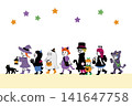 Colorful vector illustration of smiling children in Halloween costumes. 141647758