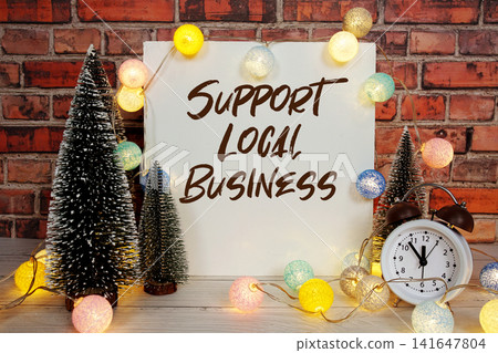 Support Local Business Display with LED Lights Cotton Balls and Mini Trees Support Local Business Display with LED Lights Cotton Balls and Mini Trees 141647804