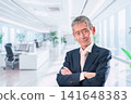 A middle-aged businessman with his head in his hands in the office 141648383