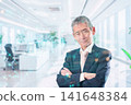 A middle-aged businessman with his head in his hands in the office 141648384