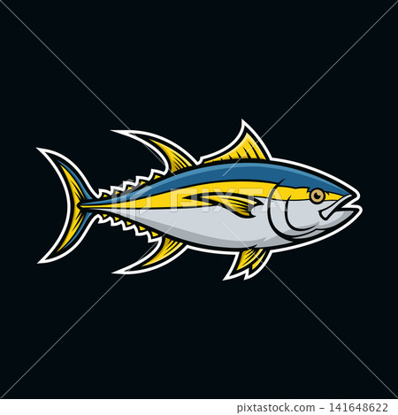 yellow fin tuna fish mascot logo illustration vector design template simple and modern style 141648622