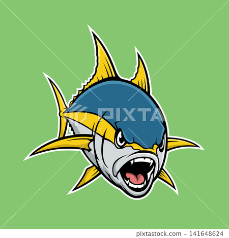 yellow fin tuna fish mascot logo illustration vector design template simple and modern style yellow fin tuna fish mascot logo illustration vector design template simple and modern style 141648624