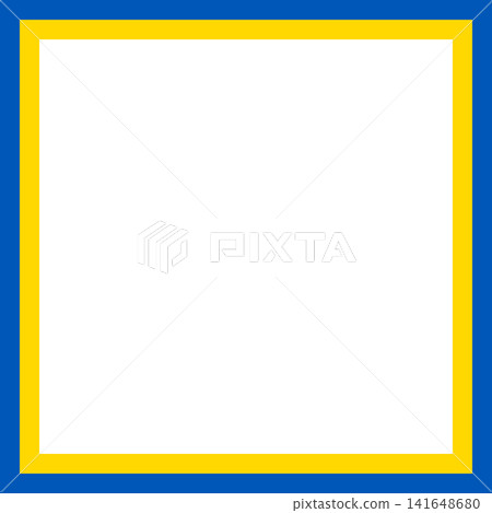 Ukraine flag square frame border with yellow and blue patriotic stripes isolated on a transparent background. PNG. Vector 141648680