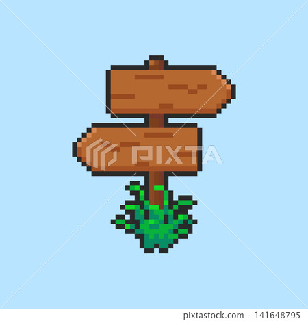 Pixel art Wooden Signpost game asset design Pixel art Wooden Signpost game asset design 141648795