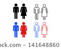 Icon pictograms of men and women in various color schemes 141648860