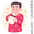 Happy Toddler Baby Boy Kid Drinking Milk from Feeding Bottle for Healthcare Lifestyle Concept Illustration Clip Art 141648868
