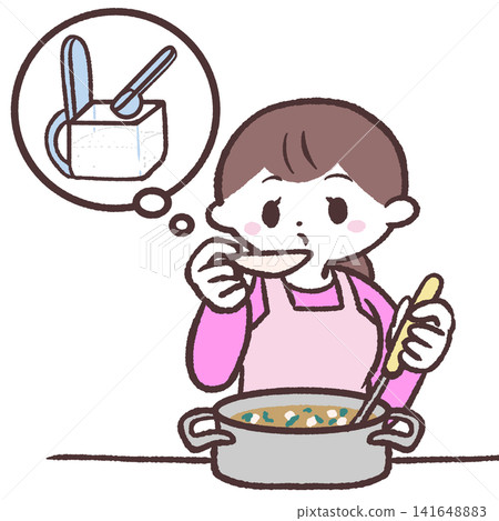 插圖:一位女士正在品嚐某物 插圖:一位女士正在品嚐某物 141648883