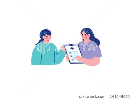 Illustration of a nurse talking to a patient Illustration of a nurse talking to a patient 141649073