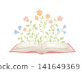 Open book with flowers. Watercolor hand drawn isolated illustration 141649369