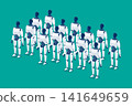 Humanoid robots workers army standing ready 141649659