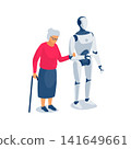Humanoid robot nurse taking care of pensioner. 141649661