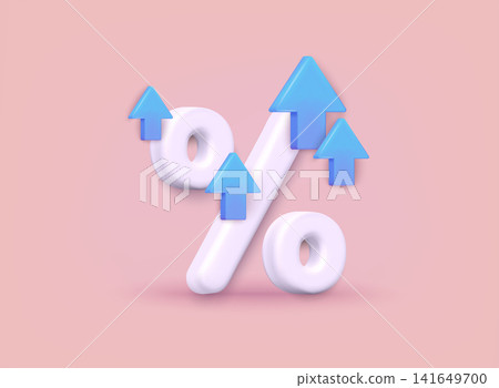 Bank credit concept. Percent, good interest rate, interest-free. Finance management. 3D Web Vector Illustrations. Bank credit concept. Percent, good interest rate, interest-free. Finance management. 3D Web Vector Illustrations. 141649700