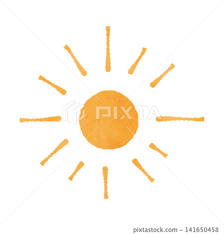 水彩風格的太陽圖示插圖，非常適合夏季。 141650458