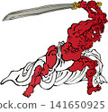 The red demon raises his sword. 141650925