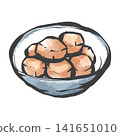 A hand-drawn, brushstroke-style illustration of simmered taro. 141651010