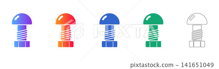 Rounded Head Bolt Fastener Vector Icon Pack Rounded Head Bolt Fastener Vector Icon Pack 141651049