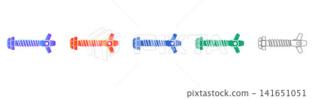 Extended Bolt Fastener Vector Icon Set Extended Bolt Fastener Vector Icon Set 141651051