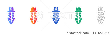 Automotive Spark Plug Vector Icon Set 141651053