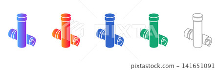 Isometric Document Tube Icons Set Isometric Document Tube Icons Set 141651091