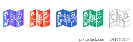Isometric Grid Map Icons Set 141651094