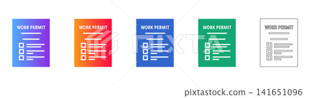 Work Permit Document Icon Set Work Permit Document Icon Set 141651096