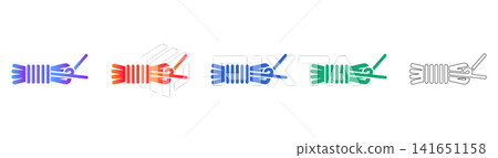 Industrial Cable and Lead Icons Set Industrial Cable and Lead Icons Set 141651158