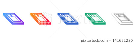 Isometric Window Frame Vector Icons Isometric Window Frame Vector Icons 141651280