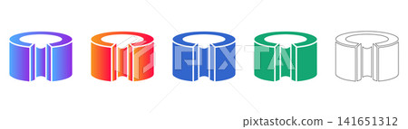 Industrial Pipe Flange Vector Icon Set Industrial Pipe Flange Vector Icon Set 141651312