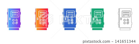 Industrial PLC Control Panel Icons Set Industrial PLC Control Panel Icons Set 141651344