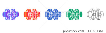 Industrial Bolted Flange Assembly Icons Industrial Bolted Flange Assembly Icons 141651361