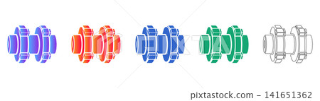 Heavy Duty Industrial Pipe Coupling Icons Heavy Duty Industrial Pipe Coupling Icons 141651362