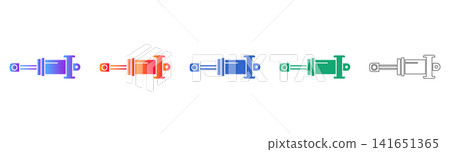 Hydraulic Cylinder Component Vector Icons Hydraulic Cylinder Component Vector Icons 141651365