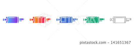 Automotive Exhaust Muffler Vector Icon Set Automotive Exhaust Muffler Vector Icon Set 141651367