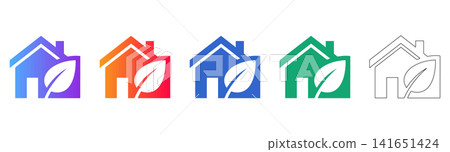 Eco Home and Leaf Concept Vector Icon Set Eco Home and Leaf Concept Vector Icon Set 141651424