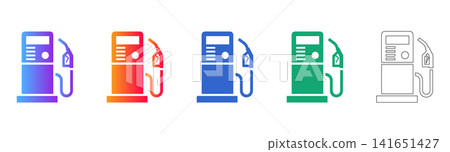 Modern Gas Station Pump Vector Icon Set Modern Gas Station Pump Vector Icon Set 141651427