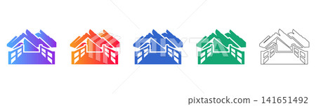 Stylized Mountain Bridge Vector Icons Stylized Mountain Bridge Vector Icons 141651492