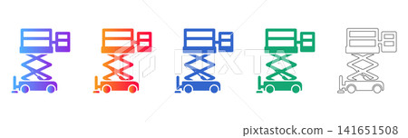 Scissor Lift Platform Icons Scissor Lift Platform Icons 141651508