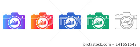 Nature Photography Camera Icons Set Nature Photography Camera Icons Set 141651542