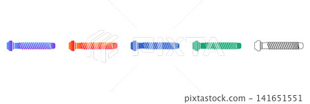 Threaded Metal Screw Fastener Vector Icon Set Threaded Metal Screw Fastener Vector Icon Set 141651551