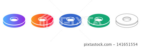 Industrial Metal Washer Vector Icon Set Industrial Metal Washer Vector Icon Set 141651554